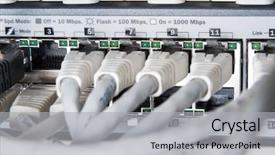  Presentation with ethernet - Colorful PPT theme enhanced with computer information system - close-up of network hub backdrop and a light gray colored foreground