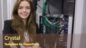  Presentation with servers - Presentation enhanced with computer information system - girl standing in front background and a tawny brown colored foreground