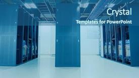  Presentation with information system - Beautiful theme featuring computer information system - network cables patch panel backdrop and a ocean colored foreground