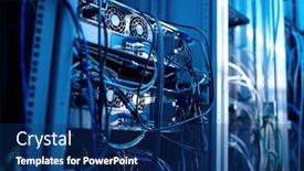  Presentation with wires - Presentation theme having computer-internet-equipment-and-wires background and a navy blue colored foreground