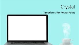  Presentation with ict modern laptop - PPT theme consisting of computer isolated on the turquoise background and a arctic colored foreground