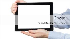  Presentation with computer - Amazing slide deck having computer isolated over white background backdrop and a white colored foreground