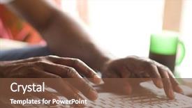  Presentation with african american women in computer - Colorful PPT theme enhanced with computer keyboard - portrait of an african american backdrop and a tawny brown colored foreground