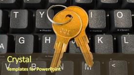  Presentation with computer security - Cool new slide deck with computer keyboard and golden keys backdrop and a tawny brown colored foreground