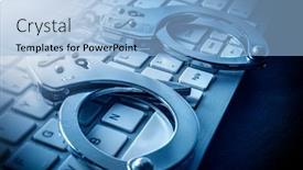  Presentation with keyboard - Slide deck with computer-keyboard-and-handcuffs-close background and a light blue colored foreground