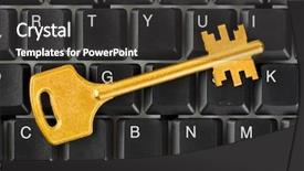  Presentation with computer security - PPT layouts consisting of computer keyboard and key - technology background and a dark gray colored foreground