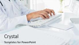  Presentation with doctor office - Presentation design with computer keyboard at medical office background and a sky blue colored foreground