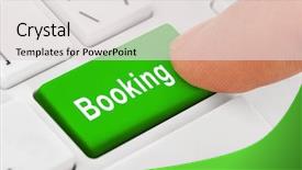  Presentation with computer keyboard and mouse - PPT theme featuring computer keyboard with booking key background and a light gray colored foreground