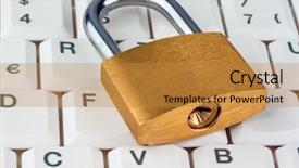  Presentation with computer security - Amazing PPT theme having computer keyboard data security backdrop and a gold colored foreground