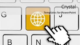  Presentation with globe - Cool new slide set with computer keyboard with globe key backdrop and a light gray colored foreground