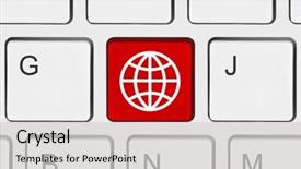  Presentation with computer keyboard and mouse - Audience pleasing theme consisting of computer keyboard with globe key backdrop and a light gray colored foreground