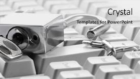  Presentation with computer memory - PPT layouts consisting of computer keyboard secured with chain background and a light gray colored foreground