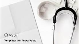  Presentation with keyboard - Presentation consisting of computer-keyboard-stethoscope-on-white background and a white colored foreground