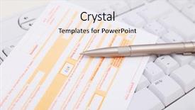  Presentation with online banking - Colorful slide deck enhanced with computer keyboard symbolizing online backdrop and a  colored foreground