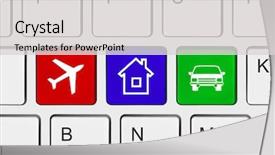  Presentation with travel - Slides with computer keyboard with travel key background and a light gray colored foreground