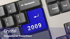  Presentation with key - Presentation theme having computer keyboard with 2009 key background and a navy blue colored foreground