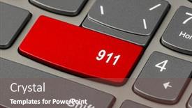  Presentation with keyboard - PPT theme consisting of computer-keyboard-with-911-key background and a tawny brown colored foreground