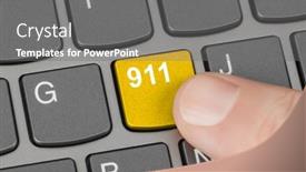  Presentation with keyboard - PPT theme consisting of computer-keyboard-with-911-key background and a gray colored foreground
