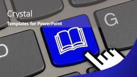  Presentation with key education - PPT theme enhanced with computer-keyboard-with-book-key background and a gray colored foreground