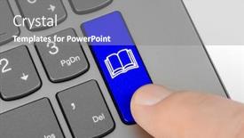  Presentation with key education - Audience pleasing PPT theme consisting of computer-keyboard-with-book-key backdrop and a gray colored foreground