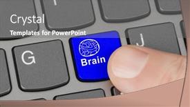  Presentation with brain computer - PPT layouts featuring computer-keyboard-with-brain-key background and a gray colored foreground