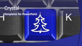 Presentation with christmas tree - Beautiful slide deck featuring computer keyboard with christmas tree backdrop and a navy blue colored foreground