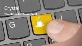  Presentation with computer keyboard and mouse - Amazing slide set having computer-keyboard-with-coffee-key backdrop and a gray colored foreground