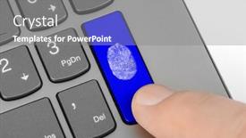  Presentation with computer security - Slide set enhanced with computer-keyboard-with-fingerprint-security background and a gray colored foreground