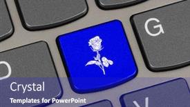  Presentation with key - Cool new presentation with computer-keyboard-with-flower-key backdrop and a royal blue colored foreground