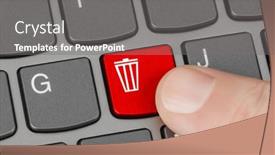  Presentation with garbage - Amazing slide deck having computer-keyboard-with-garbage-key backdrop and a gray colored foreground