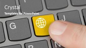  Presentation with globe - Amazing presentation design having computer-keyboard-with-globe-key backdrop and a gray colored foreground