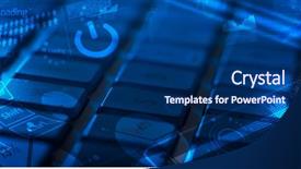  Presentation with computer network - Amazing presentation theme having network analysis - computer keyboard with glowing charts backdrop and a navy blue colored foreground