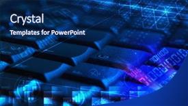  Presentation with programming - Colorful PPT theme enhanced with computer keyboard with glowing codes backdrop and a navy blue colored foreground