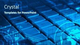  Presentation with keyboard - Amazing theme having computer-keyboard-with-glowing-icons and a ocean colored foreground