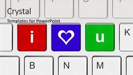  Presentation with computer love - Colorful slides enhanced with computer keyboard with i love backdrop and a light gray colored foreground