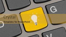  Presentation with keyboard - Beautiful PPT theme featuring computer-keyboard-with-lamp-key backdrop and a gold colored foreground