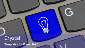  Presentation with key - Cool new slide deck with computer-keyboard-with-lamp-key backdrop and a royal blue colored foreground