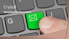  Presentation with letter - Beautiful slide deck featuring computer-keyboard-with-letter-key backdrop and a gray colored foreground