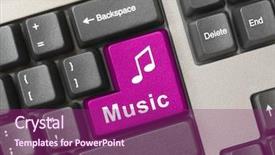  Presentation with computer music - Presentation design consisting of computer keyboard with music key background and a violet colored foreground
