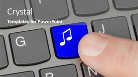  Presentation with computer music - Audience pleasing PPT theme consisting of computer-keyboard-with-music-key backdrop and a gray colored foreground