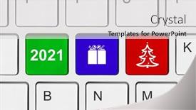  Presentation with new year - PPT theme with computer-keyboard-with-new-year background and a light gray colored foreground