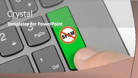  Presentation with spam - Amazing PPT theme having computer-keyboard-with-no-spam backdrop and a gray colored foreground