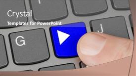  Presentation with play - PPT theme featuring computer-keyboard-with-play-key background and a gray colored foreground
