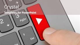  Presentation with computer keyboard and mouse - Audience pleasing slide set consisting of computer-keyboard-with-play-key backdrop and a gray colored foreground