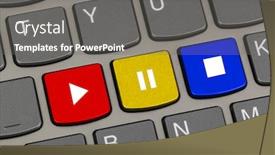  Presentation with stop - Audience pleasing slide deck consisting of computer-keyboard-with-play backdrop and a gray colored foreground