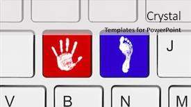  Presentation with keyboard - Audience pleasing presentation design consisting of computer keyboard with printout backdrop and a light gray colored foreground