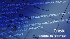  Presentation with update software computer program upgrade - Slides with computer keyboard with program code background and a ocean colored foreground