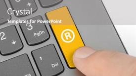  Presentation with symbol - Audience pleasing presentation theme consisting of computer-keyboard-with-registered-mark backdrop and a gray colored foreground