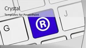  Presentation with intellectual property law - Beautiful PPT theme featuring intellectual property law - computer keyboard with registered mark backdrop and a white colored foreground