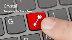  Presentation with computer security - Presentation design enhanced with computer-keyboard-with-security-key background and a gray colored foreground